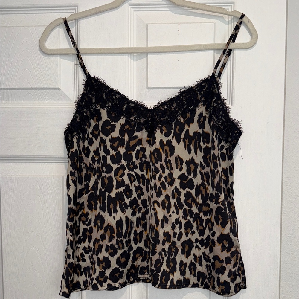 BP Leopard Print Camisole with Black Lace